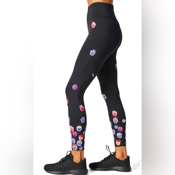 Urban Savage Pansy Floral Print Womens Leggings - Picture 2 of 3